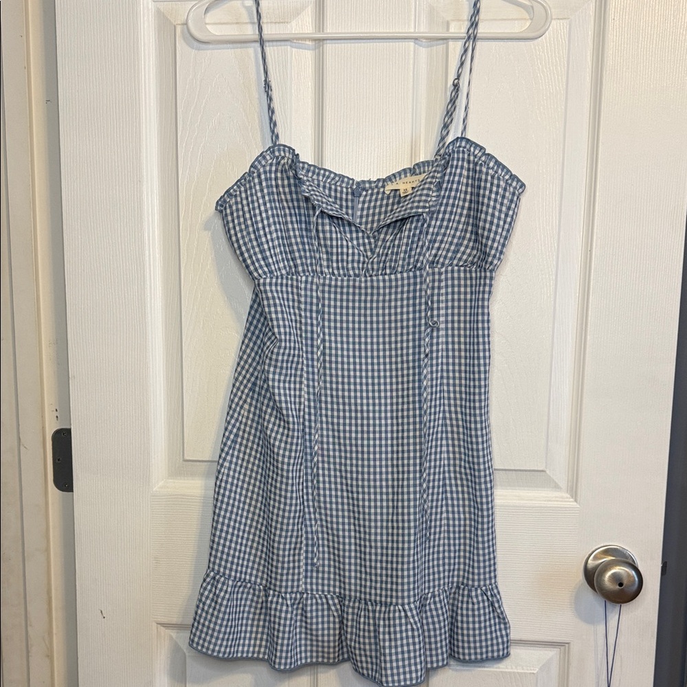 La Hearts Blue Gingham Midi Dress